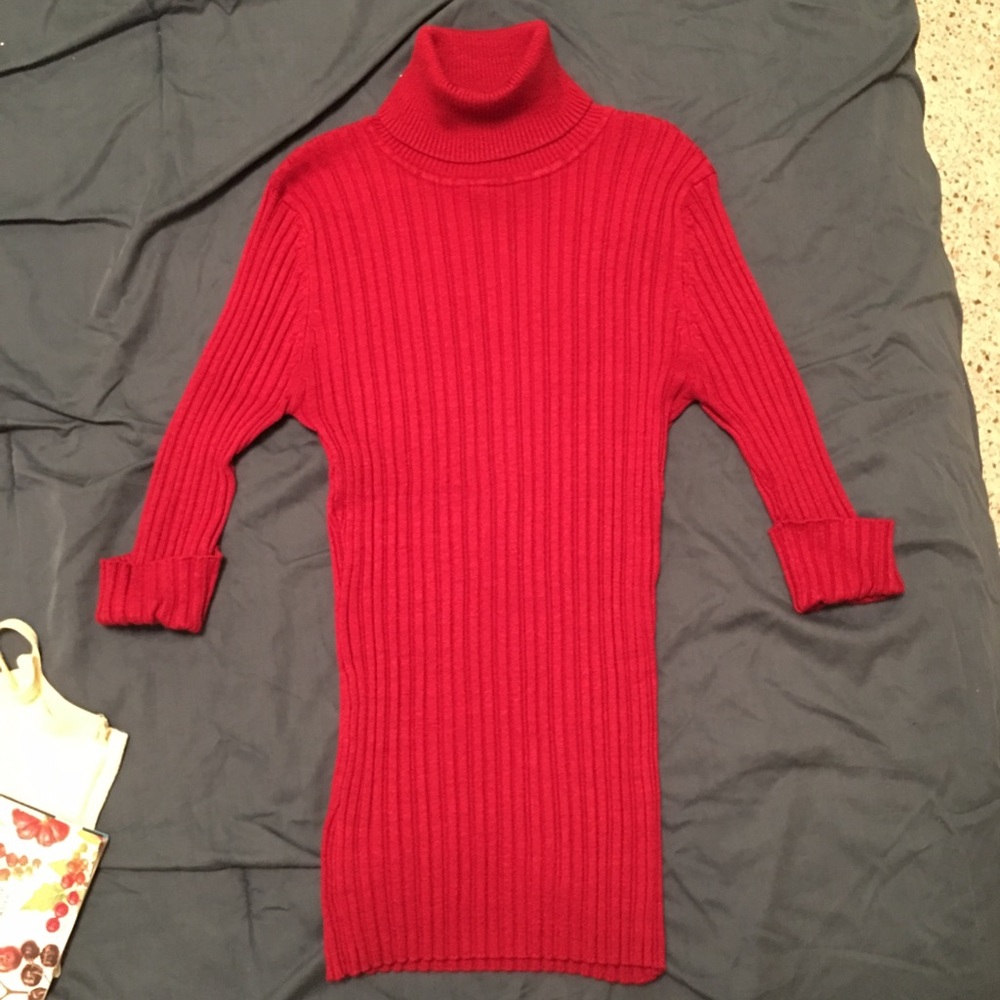Red turtle neck